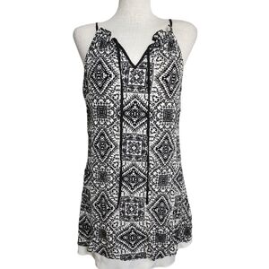 Speechless Black & White Geometric Print Adjustable Straps Women's Dress Size L